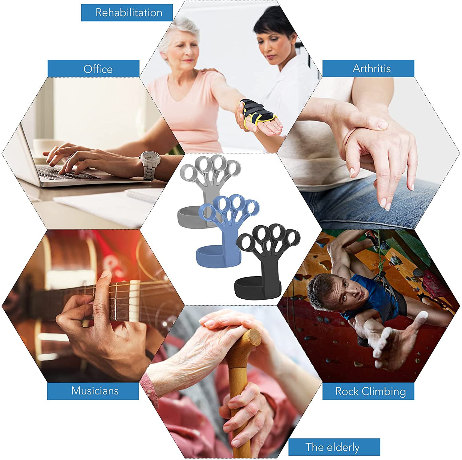 Silicone Grip Device Finger Exercise Stretcher Arthritis Hand Grip Trainer Strengthen Rehabilitation Training To Relieve Pain PulseForm