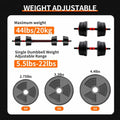 5-44lbs Adjustable Dumbbell to Barbell Set, Anti-Slip Grip, Versatile Home Gym Fitness Strength Training Barbell Weight Plates PulseForm