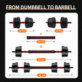 5-44lbs Adjustable Dumbbell to Barbell Set, Anti-Slip Grip, Versatile Home Gym Fitness Strength Training Barbell Weight Plates PulseForm