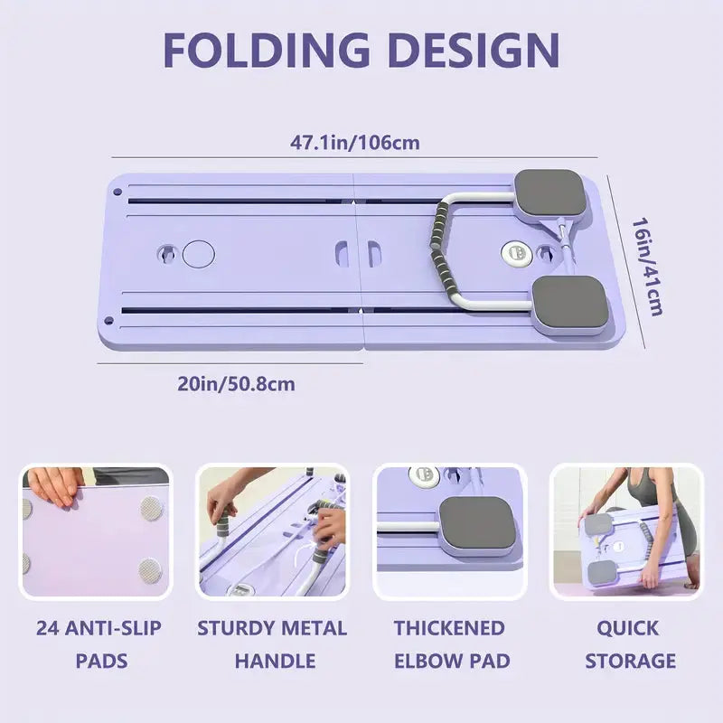 5 In1 Pilates Board for Home Foldable, Portable Pilates Reformer Machine, Pilates Equipment, Foldable Reformer Pilates Machine for Home Workout, Multifunctional Ab Exercise Board, for Core, Legs Arms Back-Foldable Board for Space Saving PulseForm