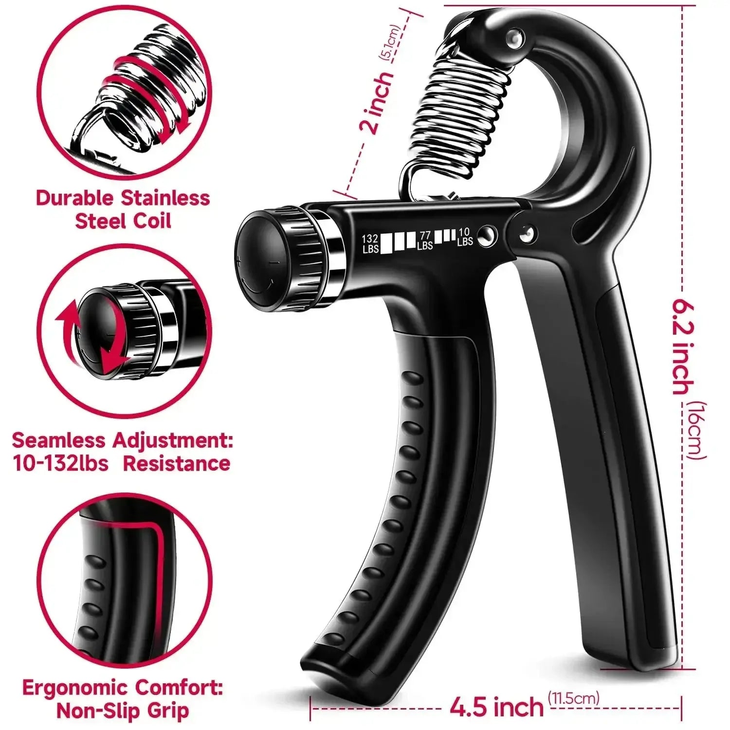 Adjustable Hand Gripper 5-60kg – Heavy Duty Grip Strengthener | PulseForm PulseForm