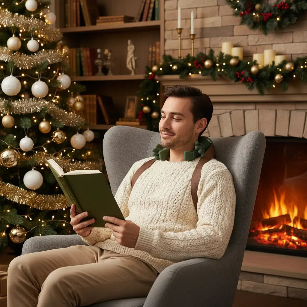 Man Reading with Massager