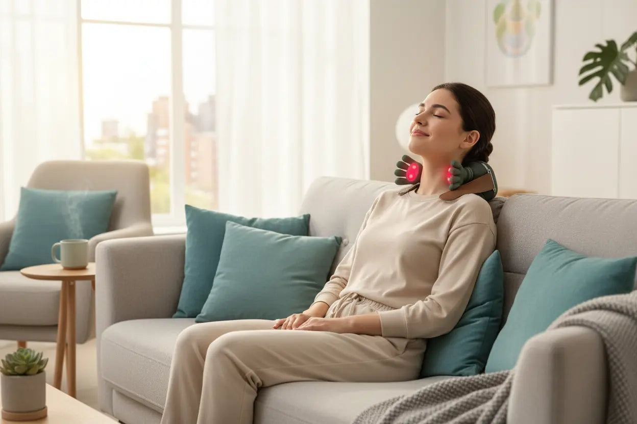 Person Using Massager at Home