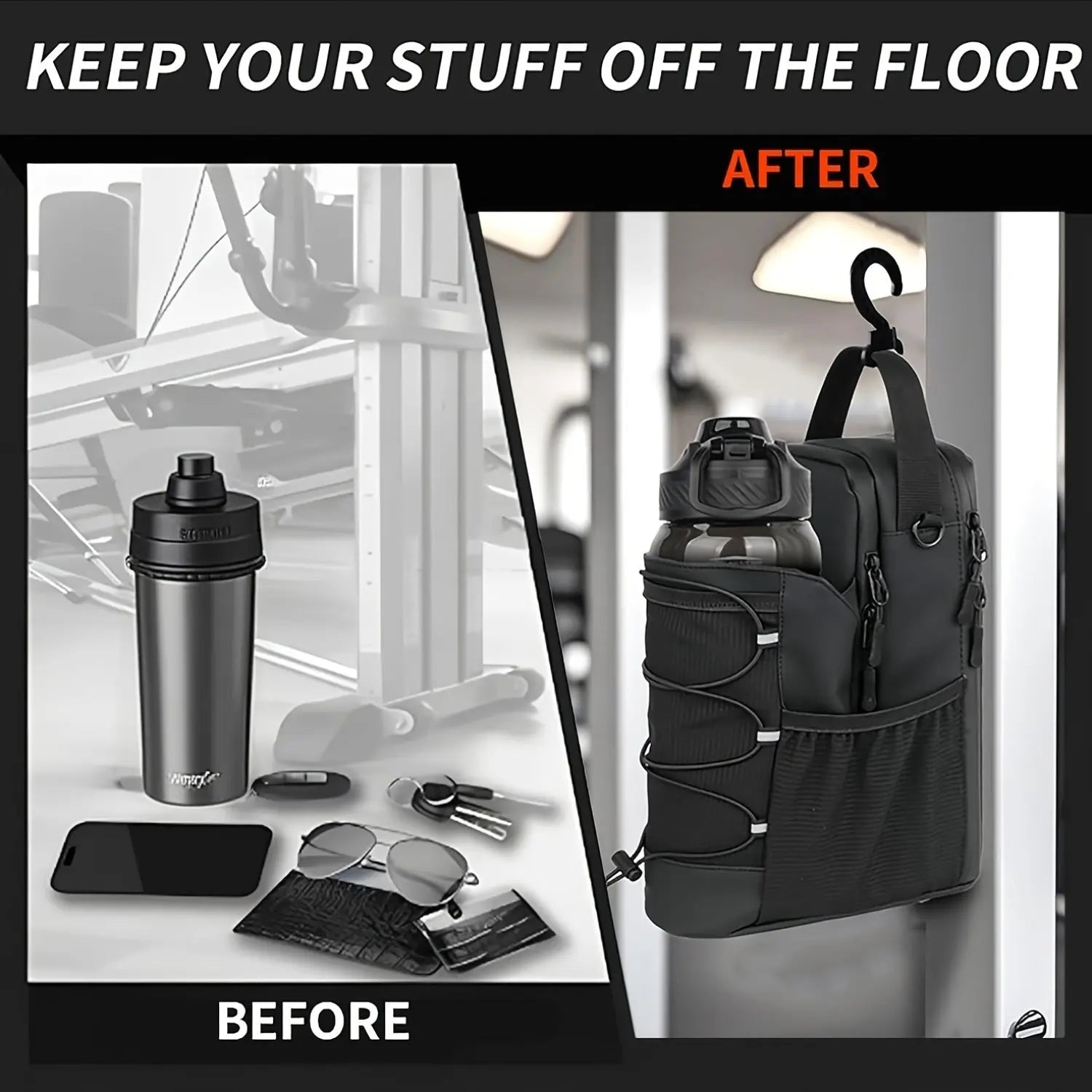 Magnetic Gym Bag with Water Bottle - 3x Powerful Magnet Absorption | PulseForm PulseForm