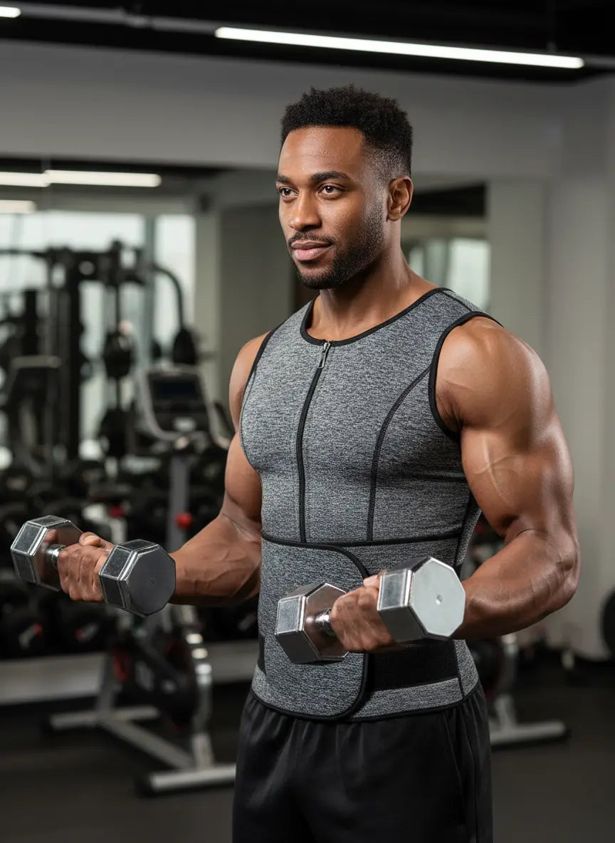 Man Wearing Compression Tank in Gym