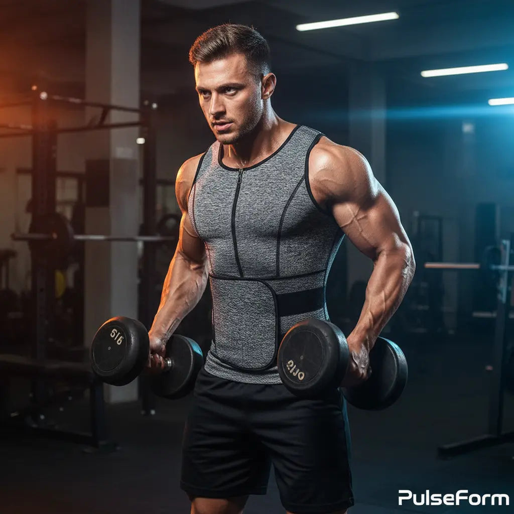 Man Wearing Compression Tank During Intense Workout