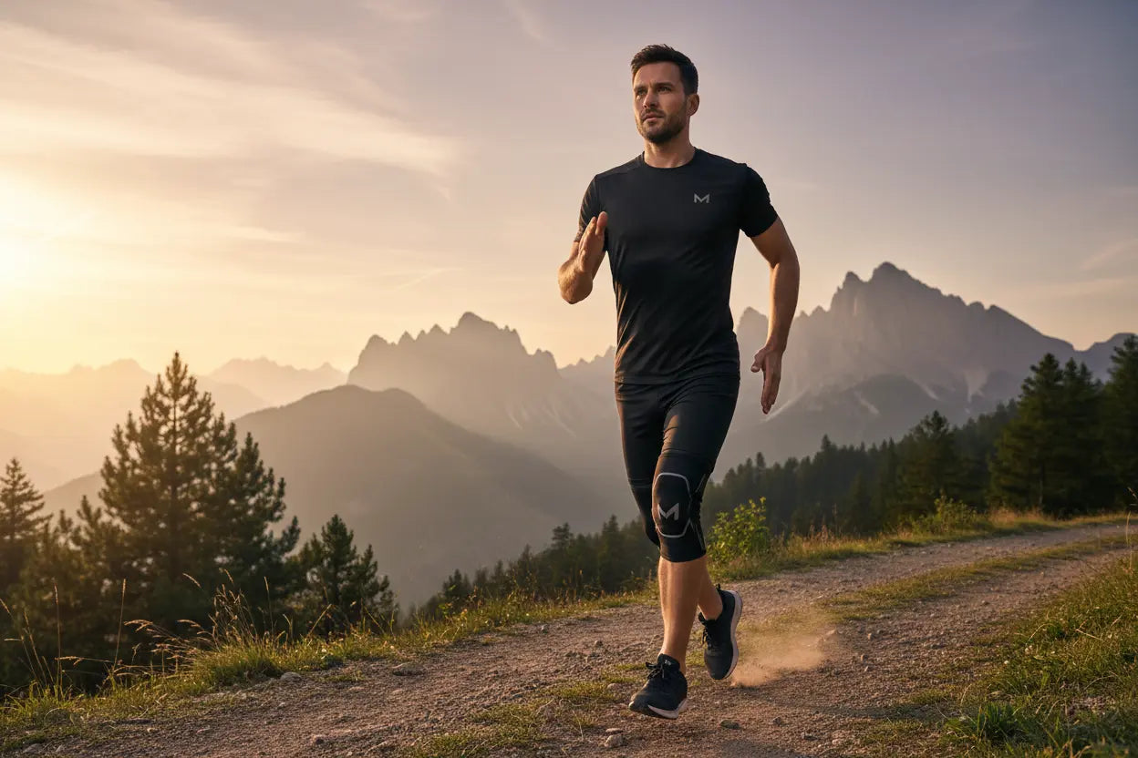 Runner with Knee Brace on Trail