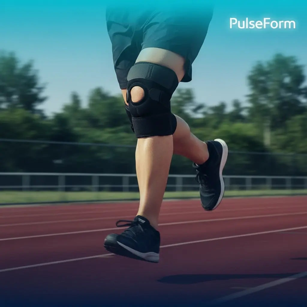 Dynamic Running Action with Knee Brace