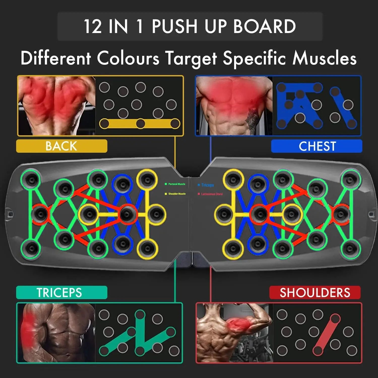 Push-up Board Set Portable Multifunctional Push-up Bar Foldable Fitness Equipment For Chest Abdomen Arms/Back Training PulseForm
