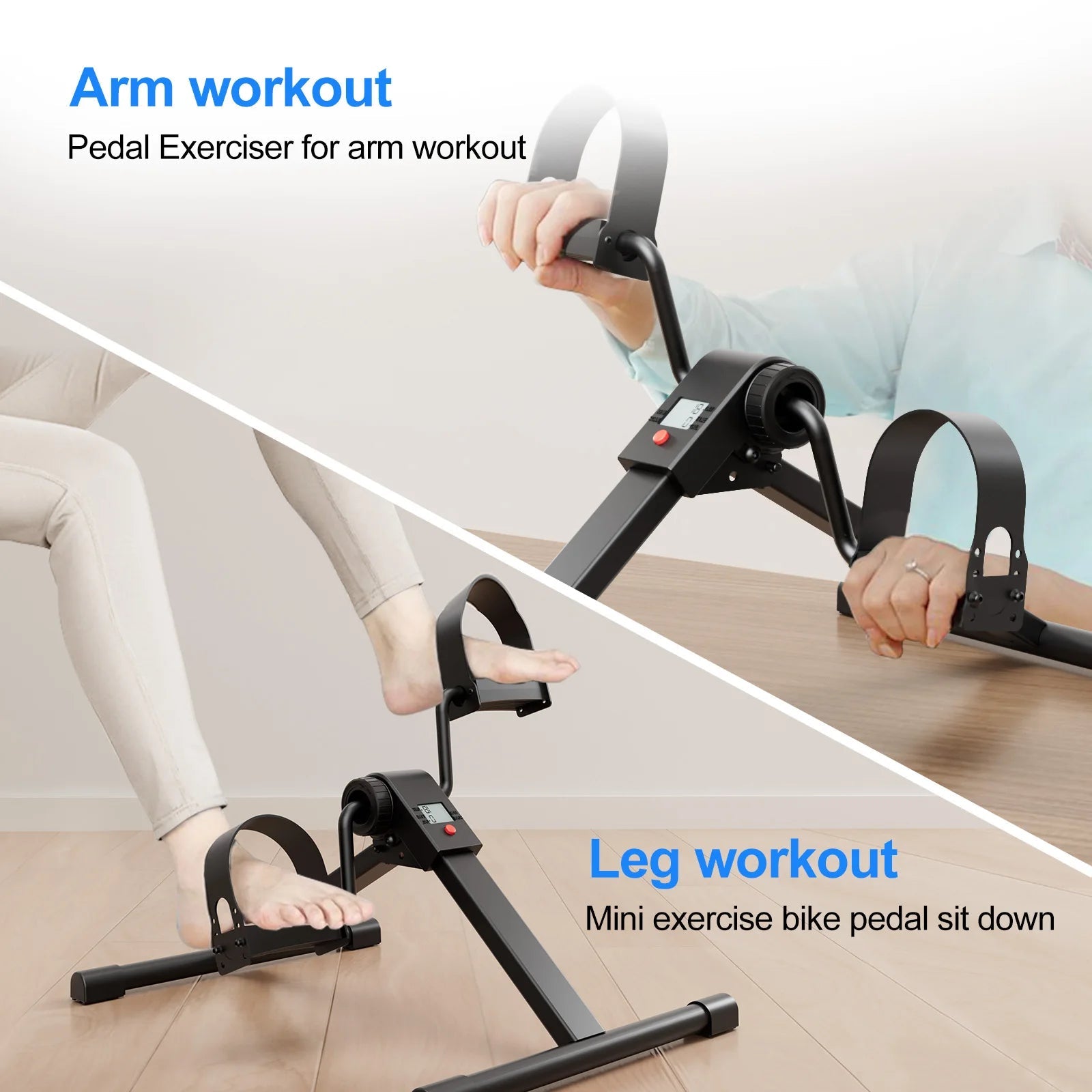 Under Desk Bike Pedal Mini Exercise Bike with Electronic Display for Indoor Leg and Arm Recovery  Folding Pedal Exerciser PulseForm