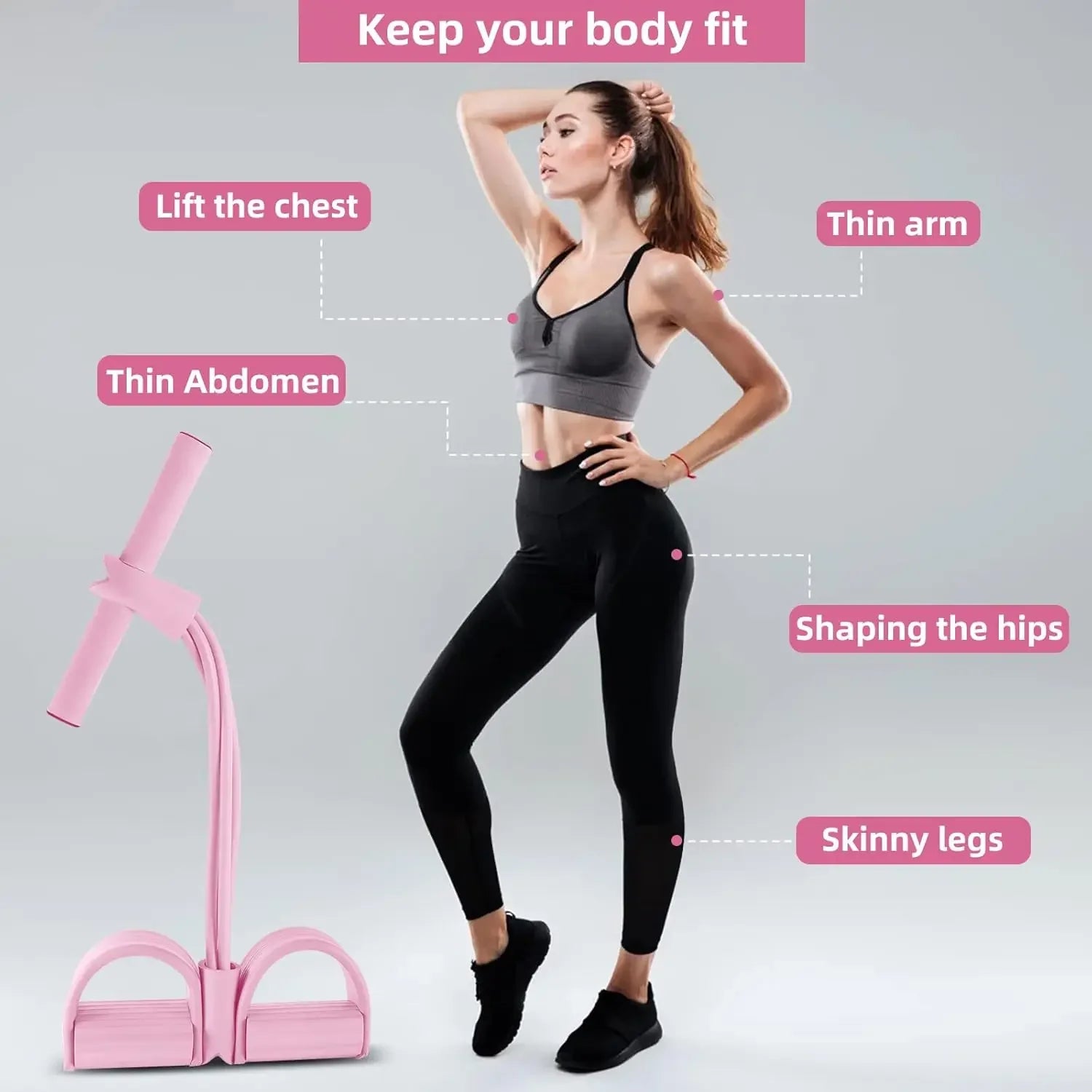 4-Level Resistance Band Tensioner with Non-Slip Handles - Home Fitness Equipment for Abdominal Muscle Training Yoga Abdominal PulseForm