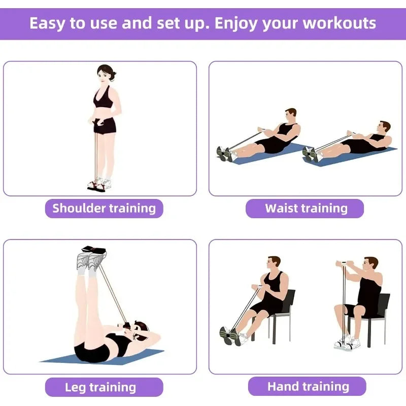 4-Level Resistance Band Tensioner with Non-Slip Handles - Home Fitness Equipment for Abdominal Muscle Training Yoga Abdominal PulseForm
