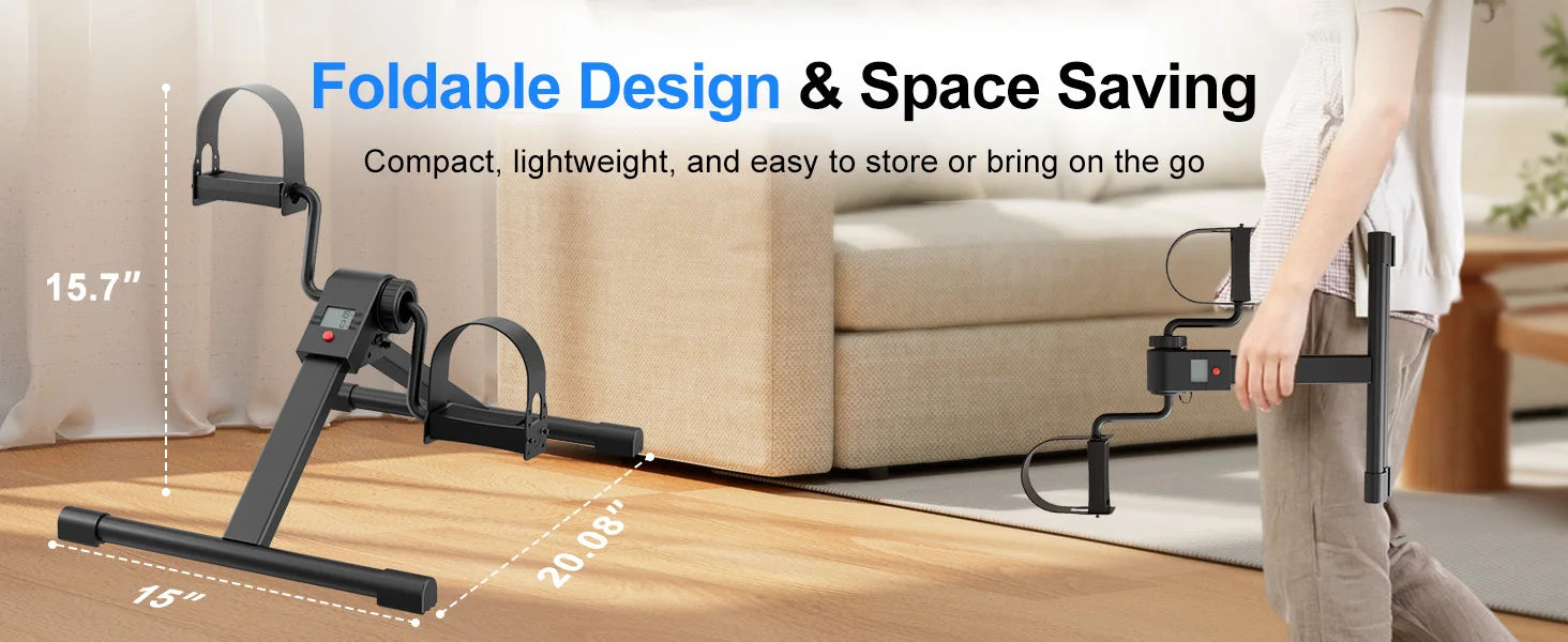 Under Desk Bike Pedal Mini Exercise Bike with Electronic Display for Indoor Leg and Arm Recovery  Folding Pedal Exerciser PulseForm