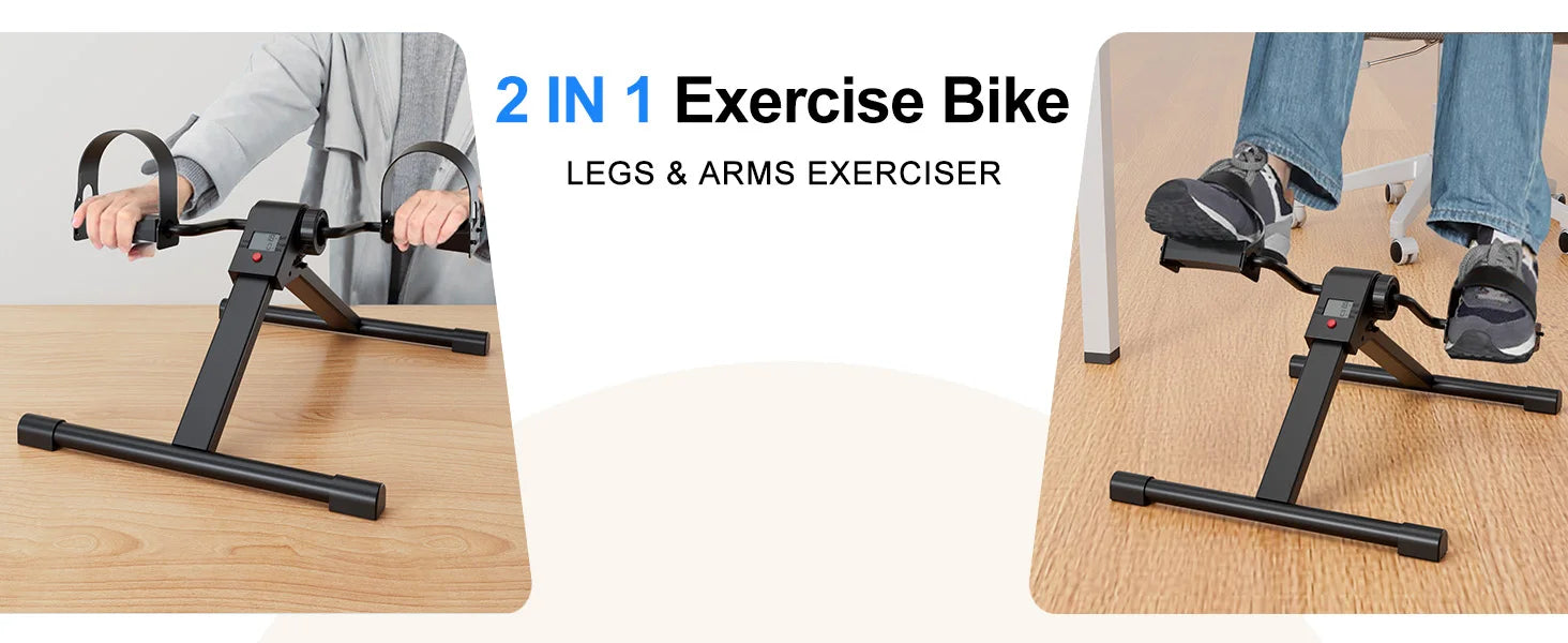 Under Desk Bike Pedal Mini Exercise Bike with Electronic Display for Indoor Leg and Arm Recovery  Folding Pedal Exerciser PulseForm