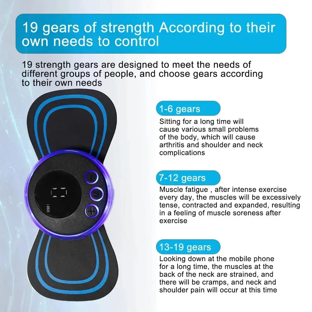 Smart Neck Massager - 19-Level TENS Pulse Therapy for Cervical Pain Relief PulseForm