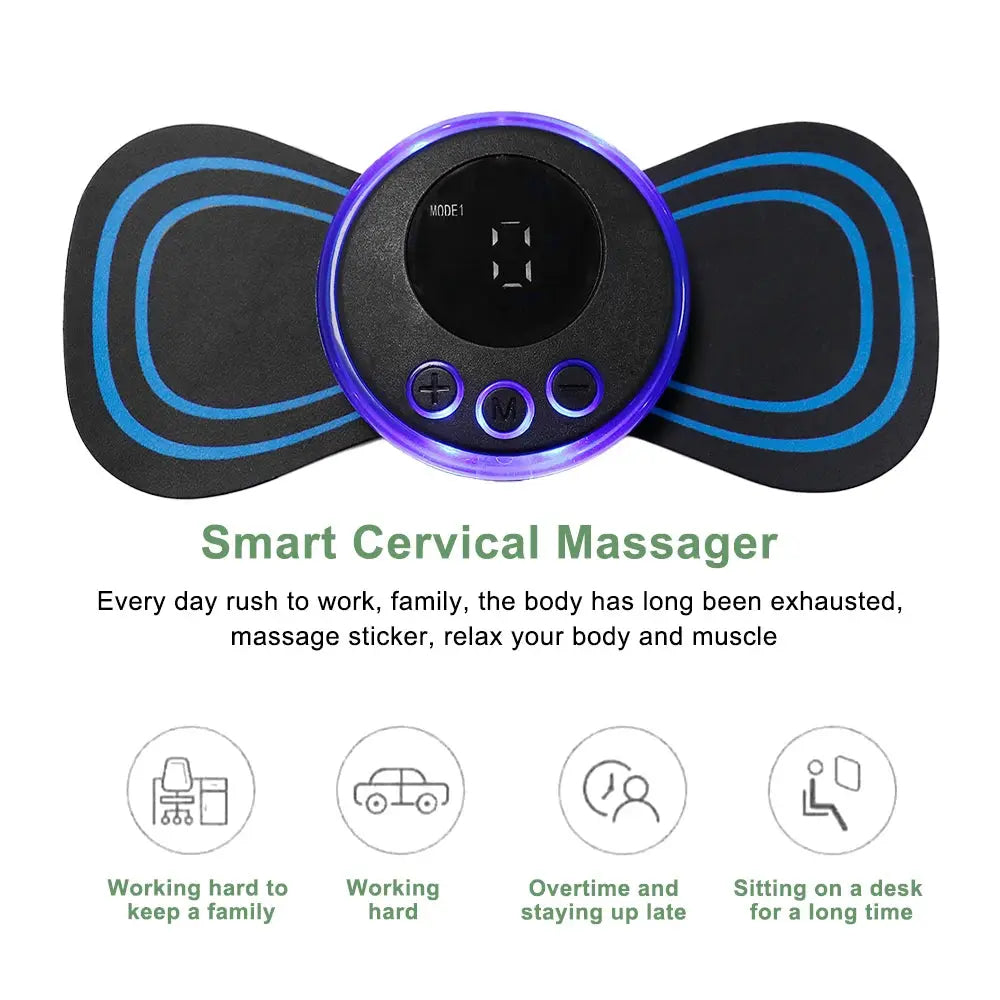Smart Neck Rechargeable Massager Electric 19 Levels Tens Pulse Neck Massage Cervical Massage Patch for Muscle Pain Relief
