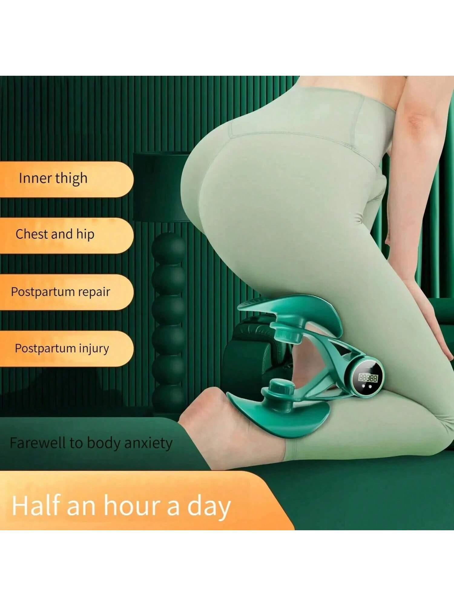 Inner Thigh Exerciser And Pelvic Floor Kegel Trainer With Resistance Bands And LED Counter - 3 Intensity Levels - Home Gym Equipment For Toning And Strengthening PulseForm